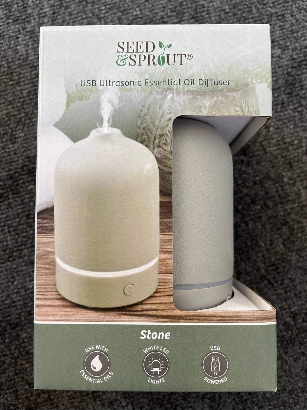 Seed & Sprout USB Ultrasonic Essential Oil Diffuser, new in box